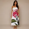 Robe blanche  volant poitrine frangipanes sur branche