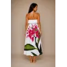 Robe blanche  volant poitrine frangipanes sur branche
