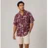 Chemise Hawaïenne couleur Bordeaux motif peti hibiscus