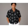 Chemise Hawaïenne noire Palmeraie