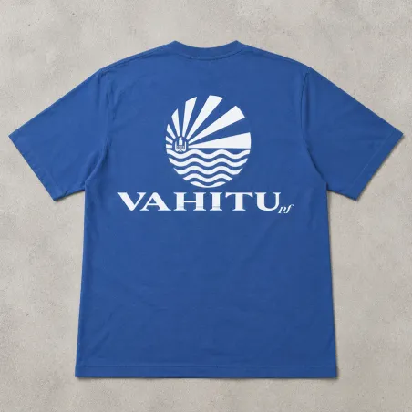 T-shirt Vahitu.pf Bleu drapeau Polynésien | Produit-Pacifique.com