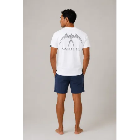 T-shirt Vahitu.pf blanc tatouage oiseaux Polynésien | Produit-Pacifique.com