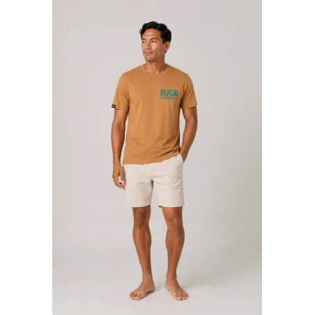 T-shirt Vahitu.pf  couleur moutarde tatouage croix marquisienne - Polynésien | Produit-Pacifique.com