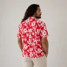 Chemise hawaienne Rouge imprimé hibiscus blanc