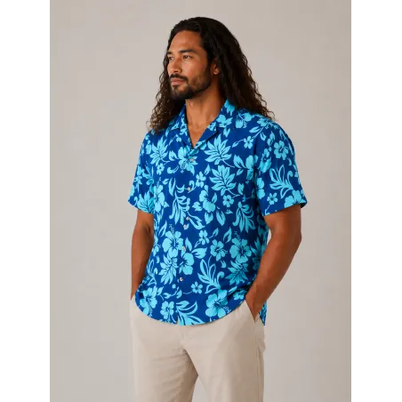 Chemise Hawaïenne Bleue Homme – Motifs Fleurs Turquoise | Style Polynésien