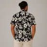 Chemise Hawaïenne noir et crème Homme – Motifs Fleurs noir et crème| Style Polynésien