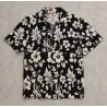 Chemise Hawaïenne noir et crème Homme – Motifs Fleurs noir et crème| Style Polynésien