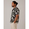 Chemise Hawaïenne noir et crème Homme – Motifs Fleurs noir et crème| Style Polynésien