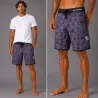 Bermuda noir et gris INVAD Tiki Hawaïen  surfeur INVAD TAHITI  aux motifs tiki hawaien
