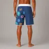 Bermuda noir et gris INVAD Tiki Hawaïen  surfeur INVAD TAHITI  aux motifs tiki hawaien
