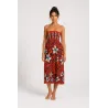 Robe bustier froncé orange tatouage et frangipane