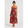 Robe bustier froncé orange tatouage et frangipane