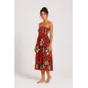 Robe bustier froncé orange tatouage et frangipane