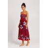 Robe bustier froncé rouge tatouage et frangipane