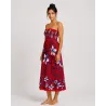 Robe bustier froncé rouge tatouage et frangipane