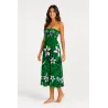 Robe bustier froncé vert tatouage et frangipane