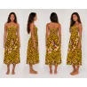 Robe bustier froncé jaune tatouage et frangipane