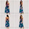 Robe longue bustier multicolore – top violet - Tatouage polynésien & fleurs de frangipanier