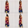 Robe longue bustier multicolore – top rouge - Tatouage polynésien & fleurs de frangipanier