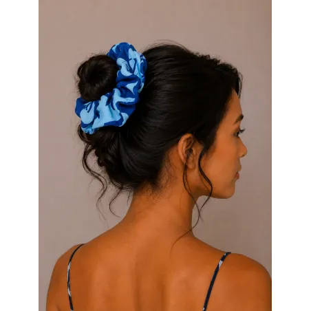 Chouchou Hibiscus bleu &  turquoise | Accessoire Cheveux