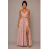 Ensemble Jupe Longue et Top saumon et turquoise | Style Tahitien Femme