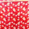 Tissu  fleuri rouge et noir hibiscus