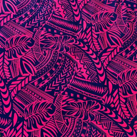 Tissu fleuri rouge et noir hibiscus