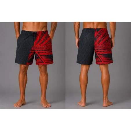 Short de bain homme noir tatoauge rouge