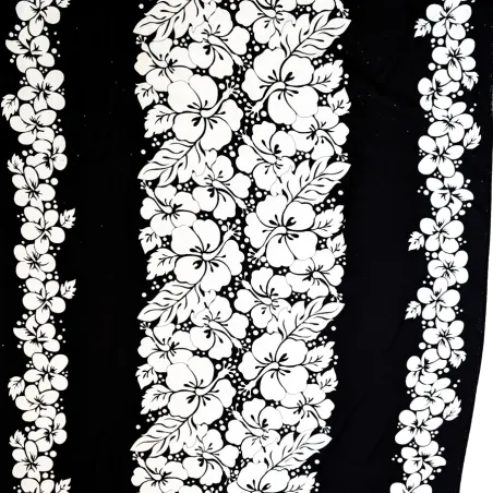 Tissu noir chemin d'hibiscus 100% viscose