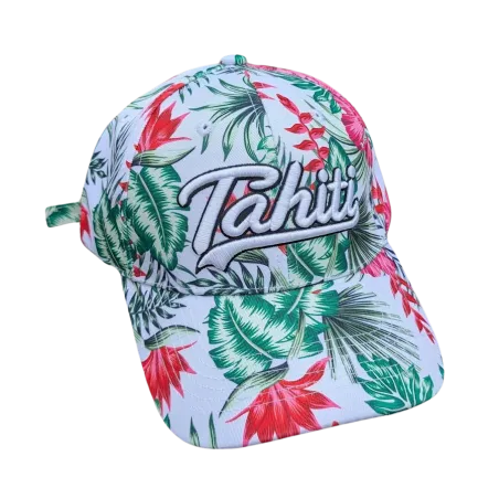 Casquette  Tahiti blanche fleurie | Style îles