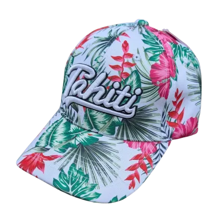 Casquette  Tahiti blanche fleurie | Style îles