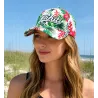 Casquette  Tahiti blanche fleurie | Style îles