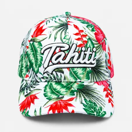 Casquette  Tahiti blanche fleurie | Style îles