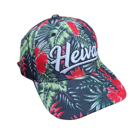 Casquette  Heiva Tahiti noir fleurie  | Style îles