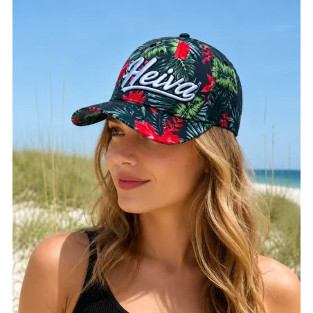 Casquette Heiva Tahiti noir fleurie | Style îles