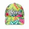 Casquette  Heiva Tahiti vert anis fleurie  | Style îles