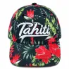 Casquette  Tahiti noire fleurs tropicales  | Style îles