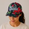 Casquette  Porinetia noire fleurs tropicales  | Style îles