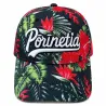 Casquette  Porinetia noire fleurs tropicales  | Style îles