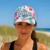 Casquette  Heiva Tahiti blanche fleurie  | Style îles