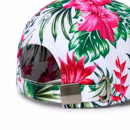 Casquette  Porinetia noire fleurs tropicales  | Style îles