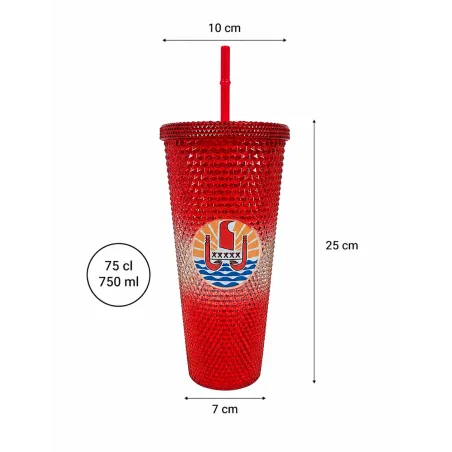 Tumbler XL 75 cl effet cristal - Gobelet avec paille
