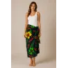 paréo noir et vert hibiscus et margouillat