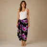 Paréo noir à fleurs violettes | Paréo Tahitien - Produit Pacifique