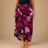 Paréo fleurie noir et rose motifs fleurs