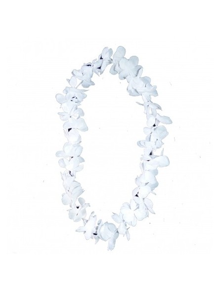Collier hawaïen de fleurs Honolulu - Blanc