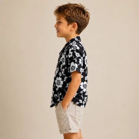 Chemise hawaïenne noir enfant classique