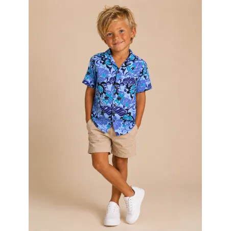 Chemise hawaïenne bleu tortue enfant