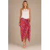 Paréo Rose Fuchsia Motifs Tropicaux – Paréo de Plage Femme Tahiti
