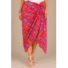 Paréo Rose Fuchsia Motifs Tropicaux – Paréo de Plage Femme Tahiti
